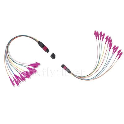La femmina a LC MPO a fibra ottica rattoppa i centri della viola 12/24 del cavo OM4